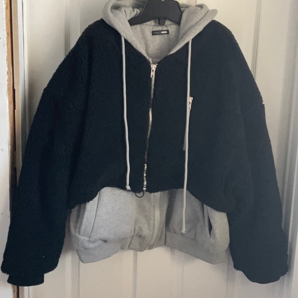 Fashion Nova oversized Sherpa double winter hoodie zip up sz M - Picture 3 of 11